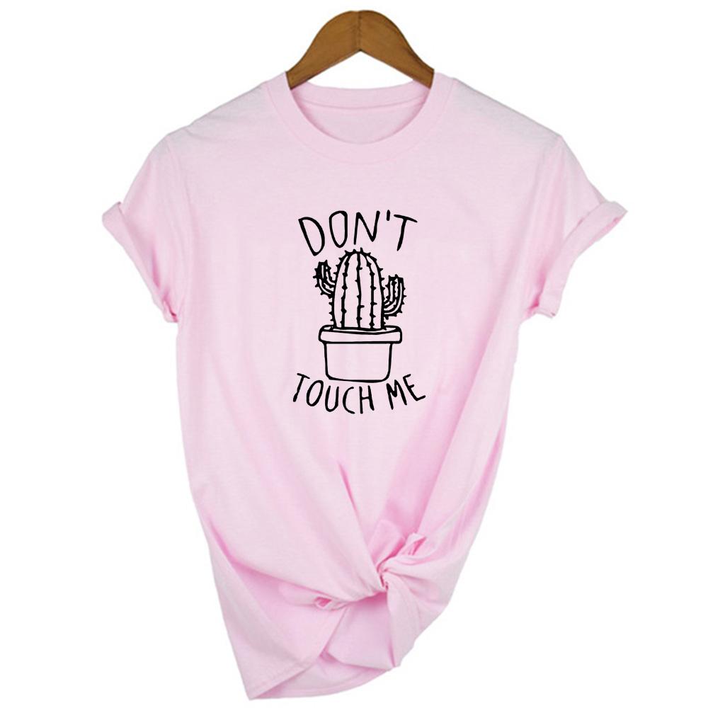 Don T Me Letter Cactus Printed Women S T Shirt Round Neck Summer Female Short
