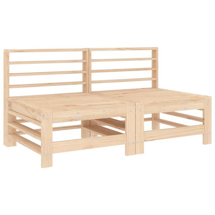 VidaXL Canapés Centraux de Jardin 2 pcs, Sièges avec Dossier, Meubles de Terrasse Patio Arrière-cour Balcon Extérieur, Bois 825639