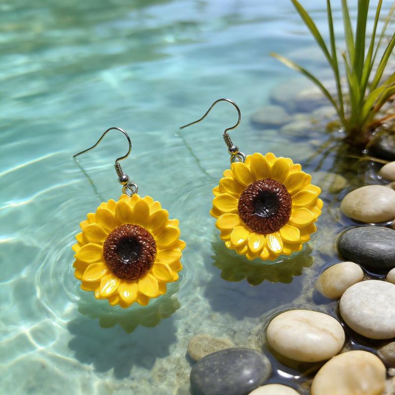 Neue Boho 3D Blumen Hängeohrringe für Damen Bunte Harz Blumen Hängeohrringe für Sommer Strandurlaub Tägliches Tragen Schmuck