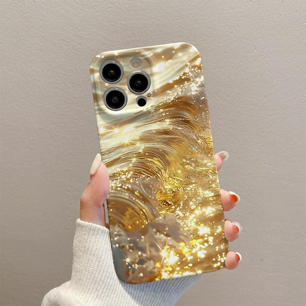 For iPhone 16 Pro Max Case Flowing Gold Pattern Hard PC Phone Cover