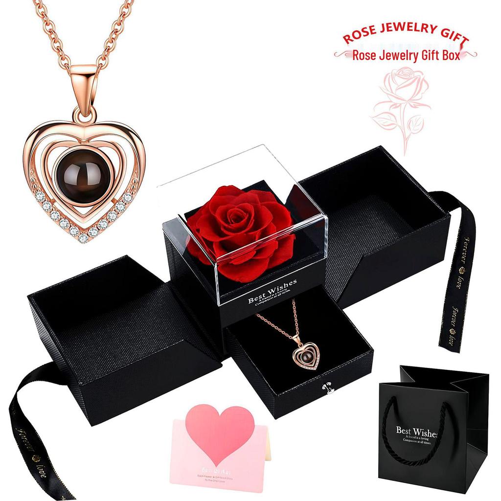 Naszyjnik Projekcyjny Ozon Podwójne Serce: Elegancki Wisiorek z napisem 'Kocham Cię' w 100 Językach