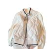 Retro Stand-up Collar Knitted Splicing Rhombus Cotton Jacket Women's Autumn and Winter New Niche Fashionable Light Jacket Tide
