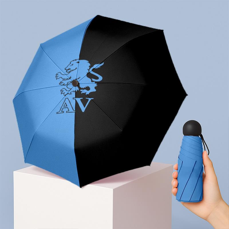 Aston Villa Football Pattern Printed Mini 5 Folds 8 Ribs Compact Umbrella Windproof Waterproof Lightweight Portable Folding