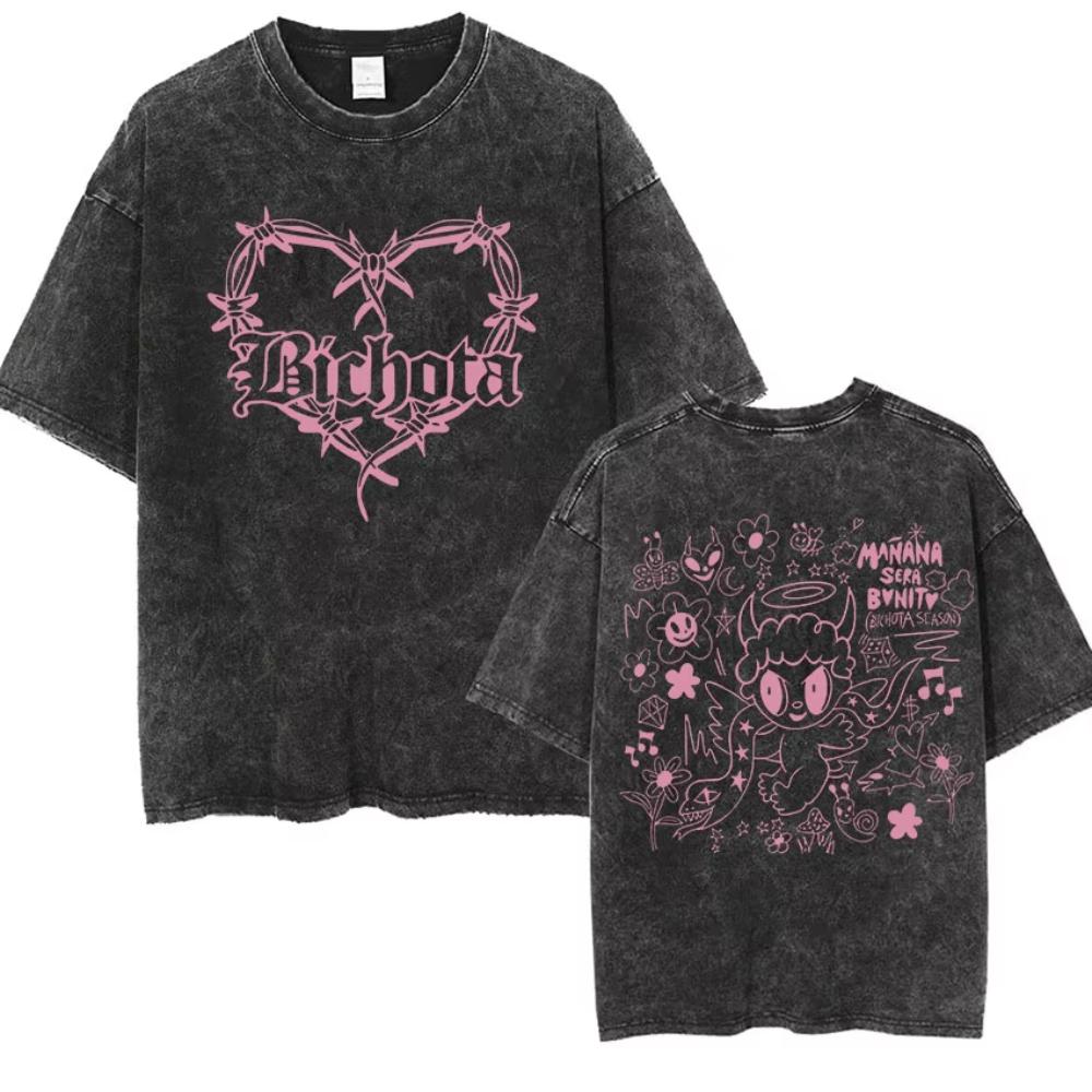 Retro Karol G Manana Sera Bichota Print T Shirt Men Women Vintage Washed High Quality TShirt Fashion Harajuku Oversized TShirts