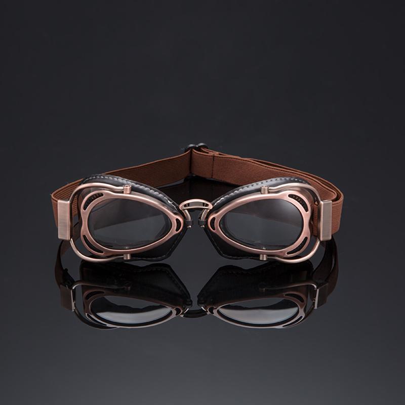 Okulary motocyklowe do jazdy Vintage Men Okulary Motocross Narciarstwo Maska Brązowa skóra Wiatroszczelna Kolarstwo Outdoor Dirt Bike Gogle