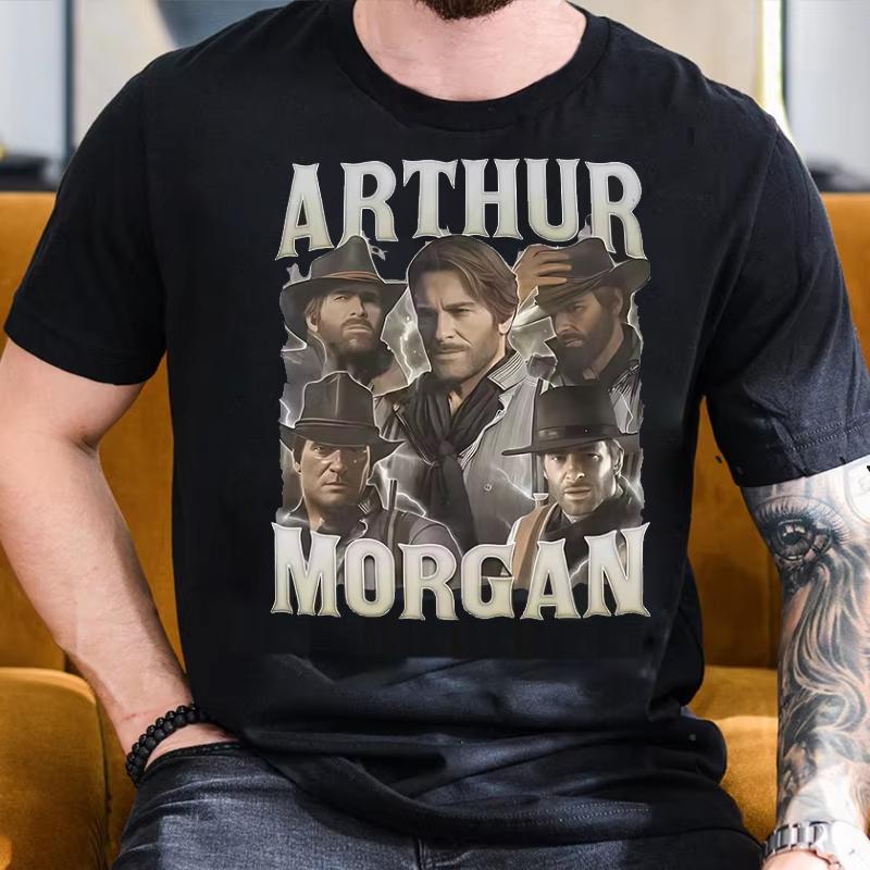 2025 Summer Classic Arthur Morgan Graphic 100 Pure Cotton Printed Tshirt Mens Vintage High Quality Unisex Gothic Oversized