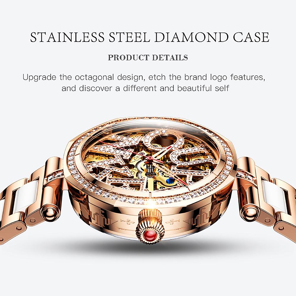 OUPINKE Dámské hodinky Vodotěsné automatické mechanické hodinky Dámské hodinky Dámské hodinky