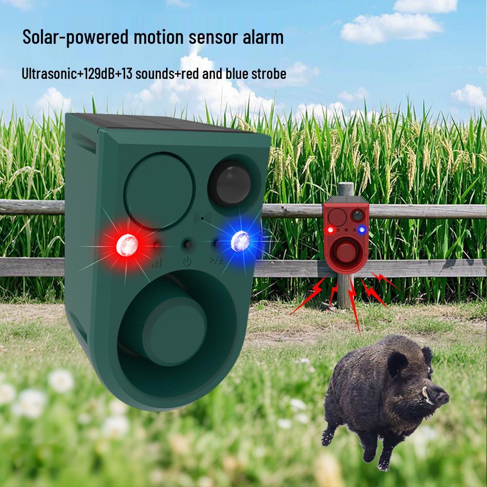 Solar-Powered Ultrasonic Animal Repellent with Infrared and Sound Alarm