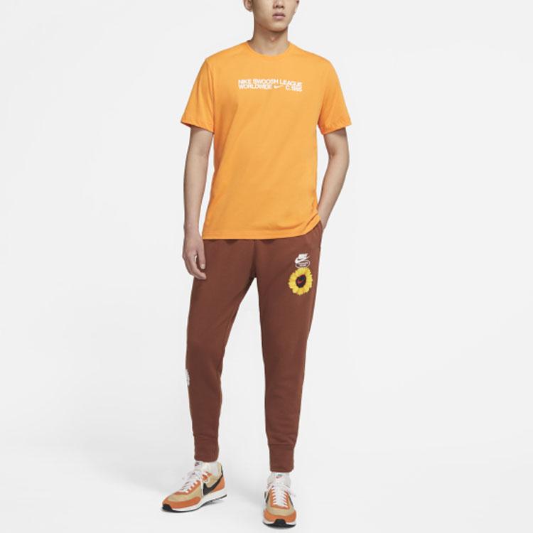 Nike Spliced Logo Letter Print Round Neck Casual Short Sleeve T-Shirt Men Tops Orange DM6410-886