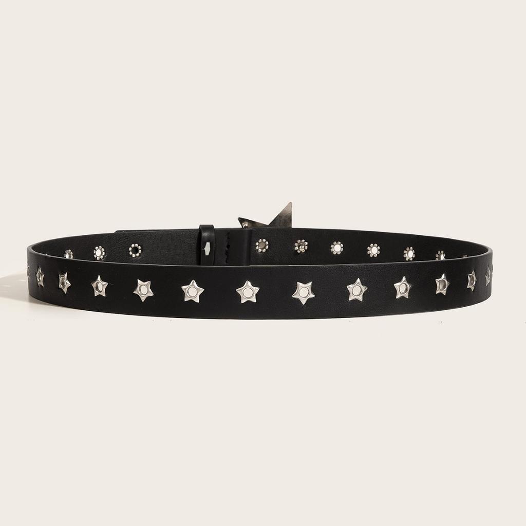 Pentagram Rivet Belts For Men Women Star Eyelet Grommet Waist Strap Punk Adjustable Waist Belt Double Pin Buckle Y2k Style Belts
