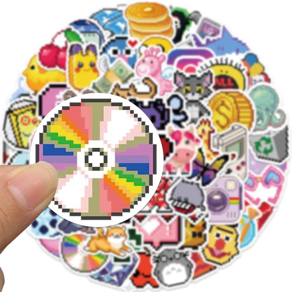 64 Ins Wind Pixel Wind Icon Graffiti Stickers Decorate Suitcase Pen Guitar Notebook Waterproof Hot DIY