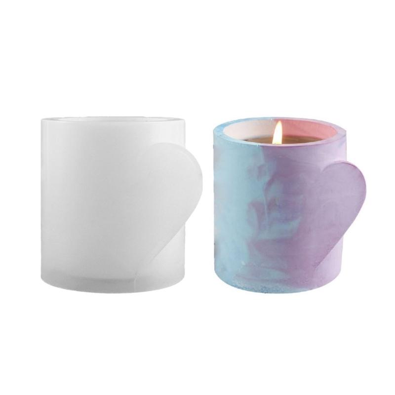 Cylinder and Heart Shaped Candle Silicone Molds Durable Resin Candle Making Kit Mold for DIY Concrete and Resin Candle