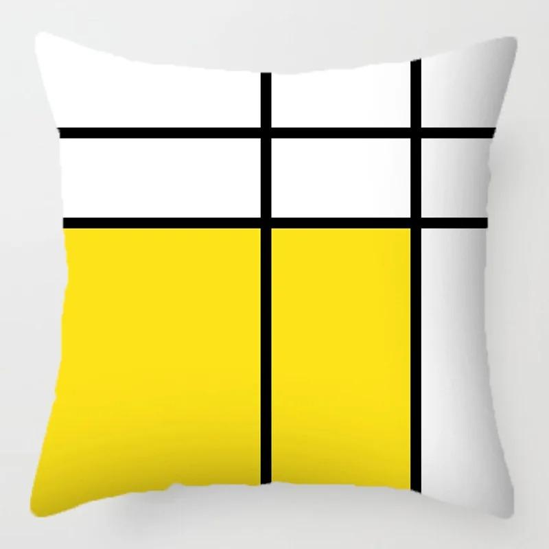 40X40 Yellow Geometric Throw Pillow Case Black Grey Striped Cushion Cover Modern Home Decor For Sofa Living Room Car Chair