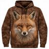 Herren Realistischer Fuchs Kopf Vintage Tie-Dye Vollprint Hoodie Langarm Pullover Sweatshirt Für Naturfreund Tägliche Streetwear