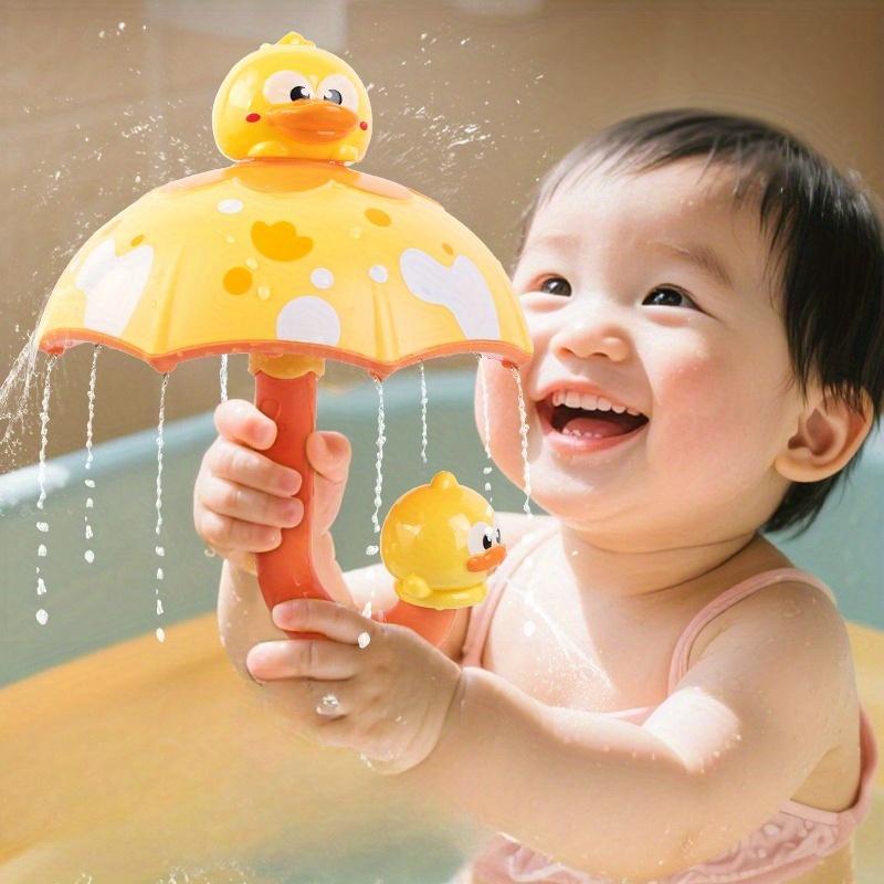 Duckling Bath Toy with Umbrella - Interactive Water Flow, Soft Bath Tub Companion for Babies, Sensory Play &Bathtub Fun