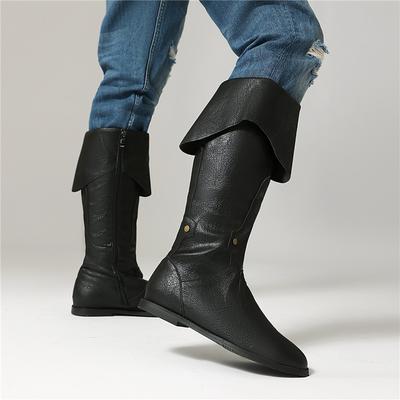Women's Flat Boots Autumn and Winter New Casual Boots Large Size Comfortable Medium Boots