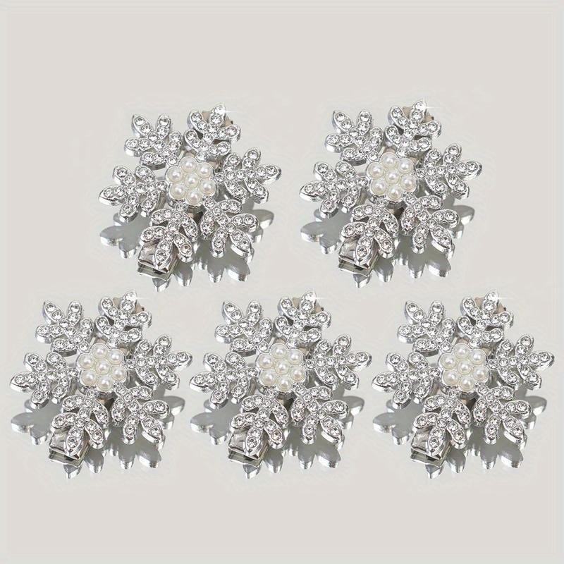 Winter Rhinestone Snowflake Side Clip Hair Pins Christmas New Year Sweet Cute Pearl Barrettes Female Hair Accessories