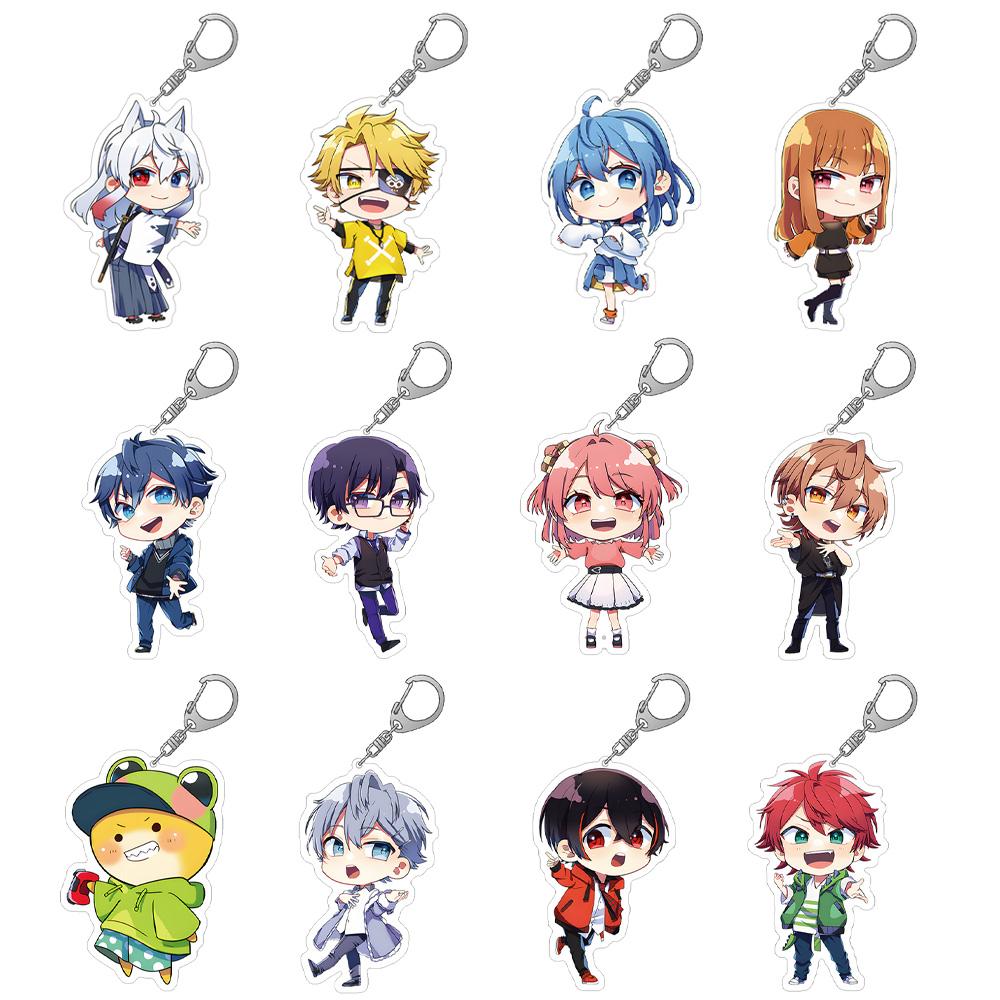 Loen Mini World Vtuber Colorful Peach Official Anime Peripheral Jpapa Noa Tattsun Siva Acrylic Keychain Cute Anime Bag Pendant