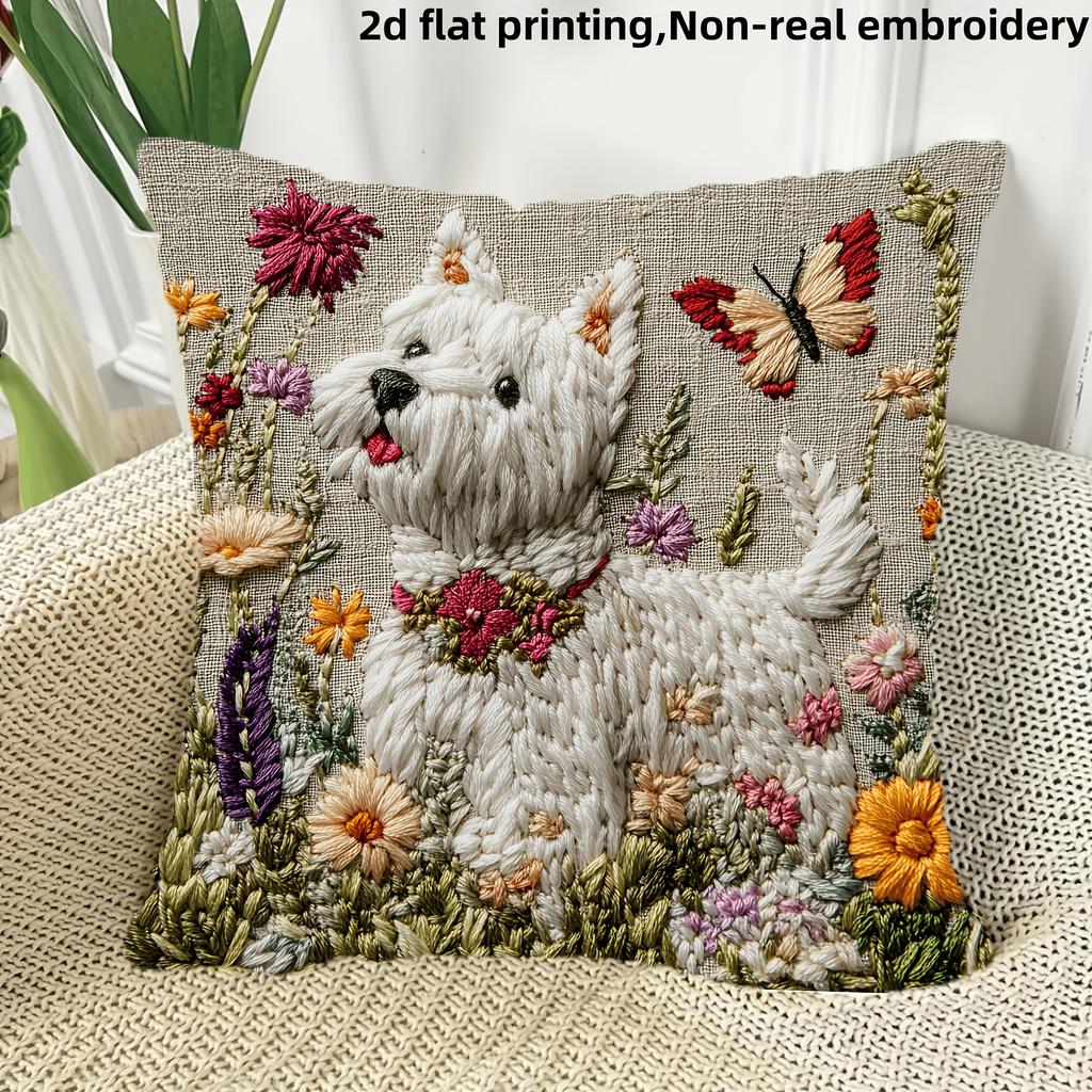 Short Plush Material Pillowcaseadorable 2D Flat-Printed Animal-Patterned Cushion Covers For Cozy Decor! Sofa Seat Mattress Cover