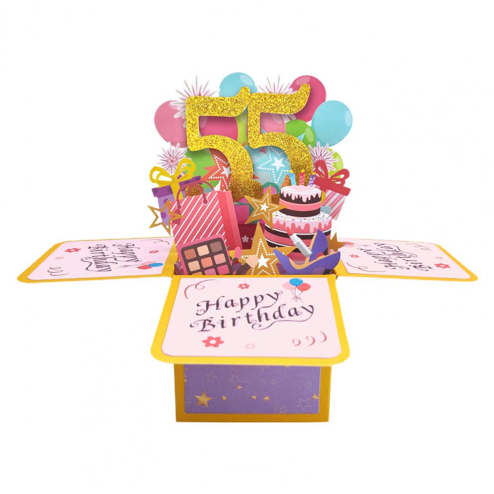 Alles Gute zum Geburtstag Grußkarte mit Umschlag 3D Geschenkbox 65./55. 12/15 Jahre alt Geburtstagswünsche Nachricht Karte Partygeschenk