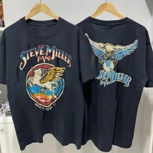 Steve Miller Band Shirt, Steve Miller Band Tour 77 2 Side Black T-shirt S-4XL
