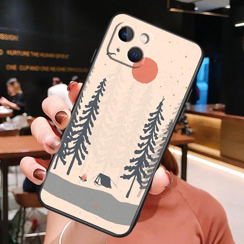 Camping Mountain Phone Case For iPhone 16 Pro Max 15 14 13 11 12 Pro Max Plus 12 13 Mini XR 16e Funda Cover