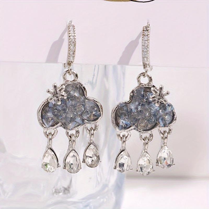 Elegant Cloud-Shaped Dangle Drop Earrings with Artificial Crystal Tassels Suitable for Daily And Banquet Occasions A Gift for My Friend