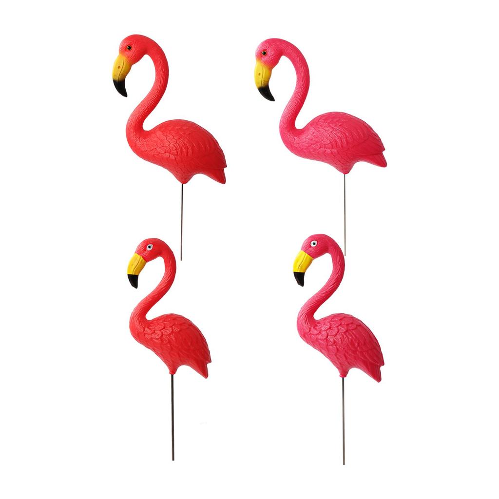 Bird Statue Figurine, Yard Art Ornament Cake Topper Decoration Flamingo Garden Stake Sculpture for Flowerpot Holiday Planter