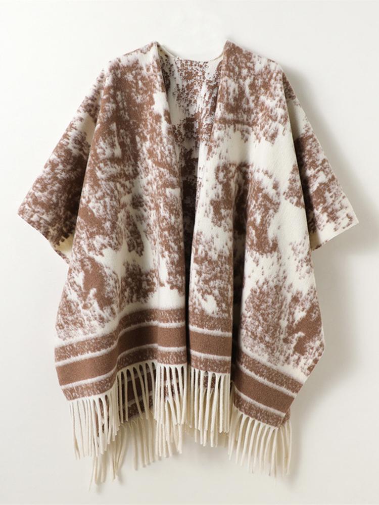 Winter Women Scarf Layers Poncho Elegant Lady Retro Print Wraps Shawl Casual Warm Soft Scarve Capa Para Mujer Pashmina Cloak New