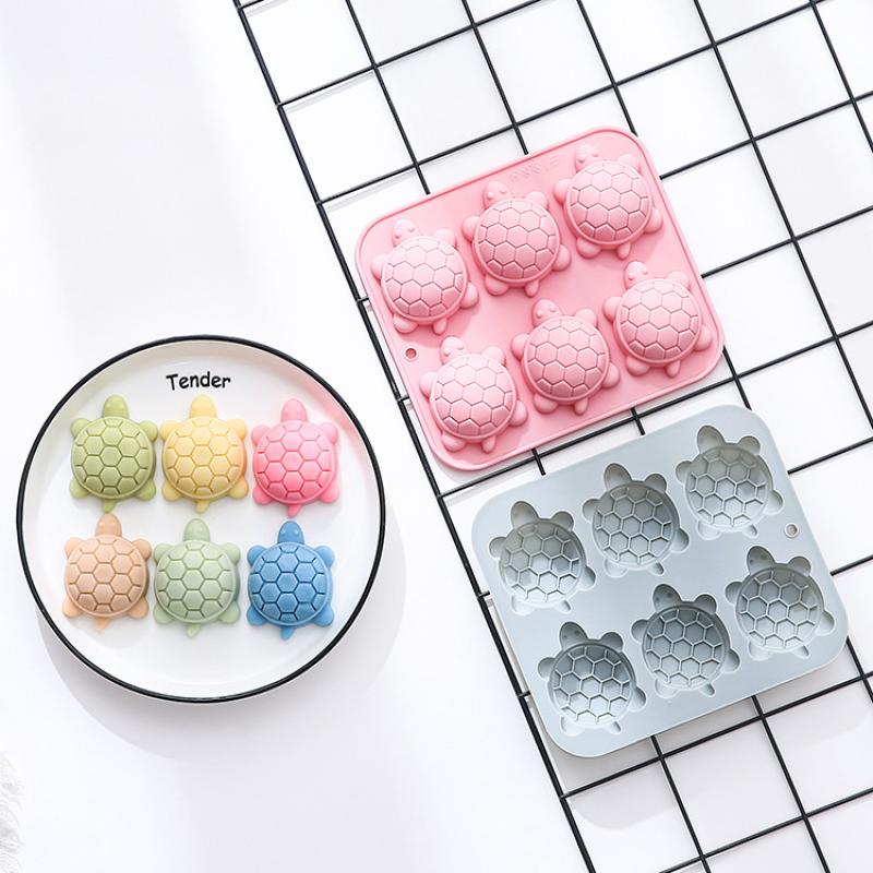 6 Consecutive Turtle Shaped Silicone Mold Cartoon Tortoise Chocolate Mold Candy Pudding Ice Cube Tray Handmade Soap Cake Mold