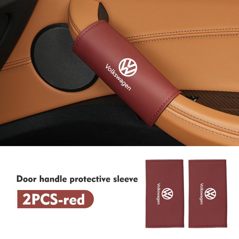 RUN1 Car Door Inner Handle Protector Armrest Handle Decor Cover For Volkswagen VW Scirocco Passat Polo B5 B6 B7 CC Tiguan Sharan
