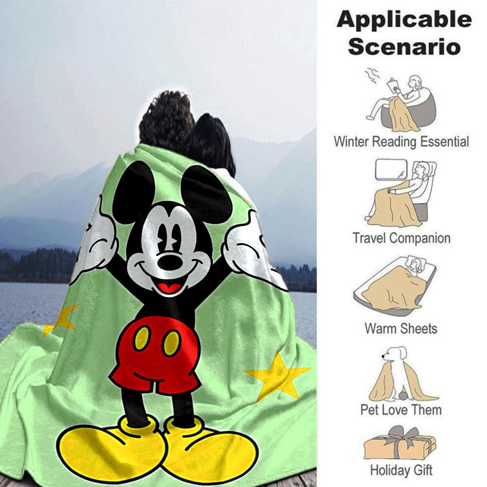 Mickey Mouse Celebration Flannel Blanket Super Soft Warm Cozy Blanket For Sofa Bed Office Travel Allseason Home Decor Gift