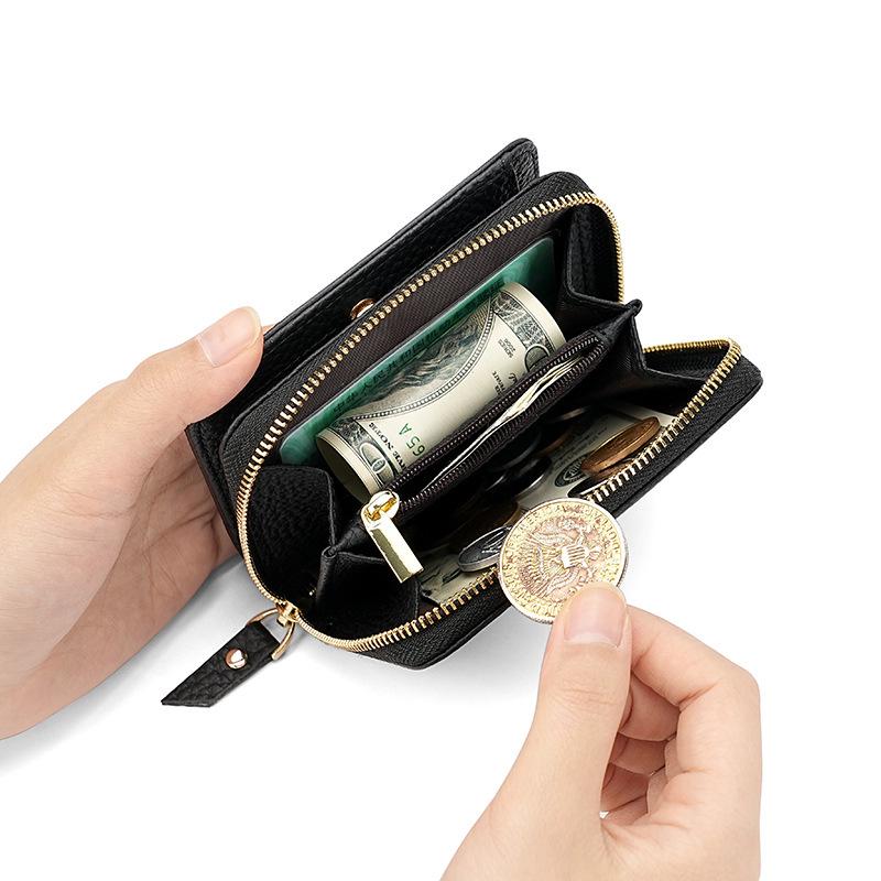 Women's Japanese Mini RFID Leather Wallet: Anti-Theft Card Holder & Zipper Coin Purse