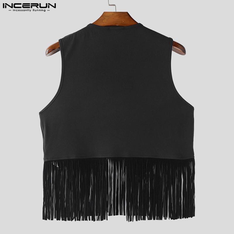 INCERUN Men Gothic Tassel Sleeveless Waistcoat Tank Tops Vest