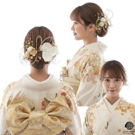 LALALA Beauty Flowers Hair Accessory Coming-of-Age Ceremony Furisode 20th Celebration Pre-shoot White Orchid Graduation Hakama Wedding Muku Clothing