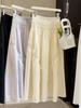 2026 Summer Tencel Cotton A-line Bowknot Skirt: Elastic Waist, Pleated, Mid-Length, Versatile, Women's Thin Fit
