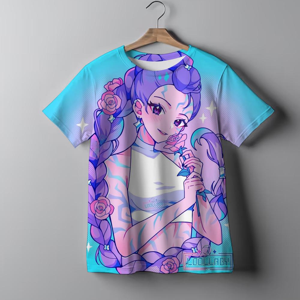 Kids T-shirt KPop Demon Hunters 2025 Movie Crew Neck Cartoon Girls Boys Tee Casual Baby Print Fashion Casual Girl Clothes