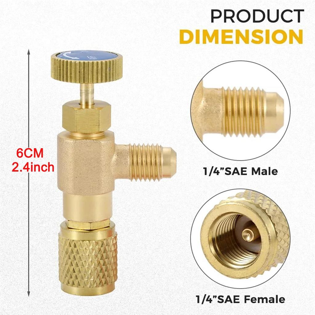 Air Conditioning Refrigerant Safety Valve R410A R22 1/4" 5/16" Refrigeration Charging Safety Liquid Adapter Hand Tool Parts