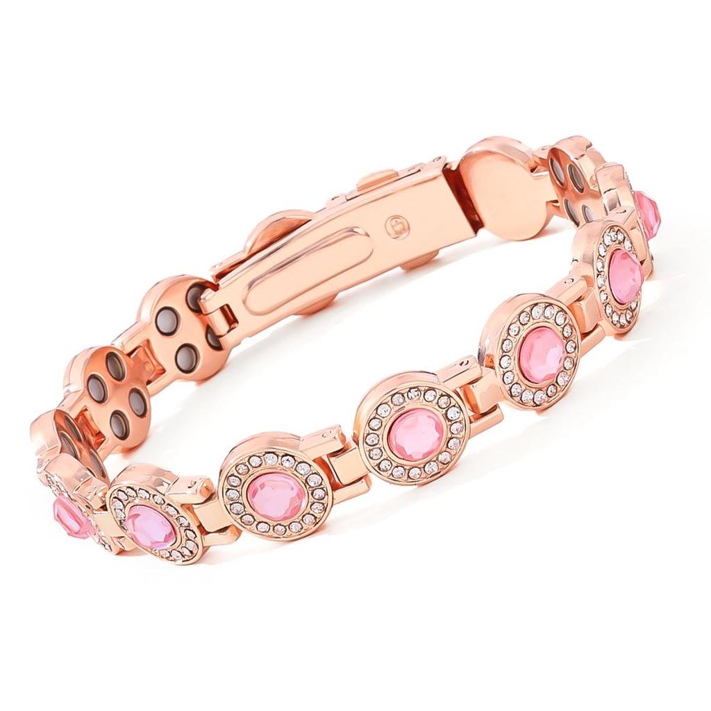European & American Magnetic Bracelet: Fashionable Four-leaf Clover Alloy with Diamond Inlay, Single Row Magnetic Jewelry for Women.