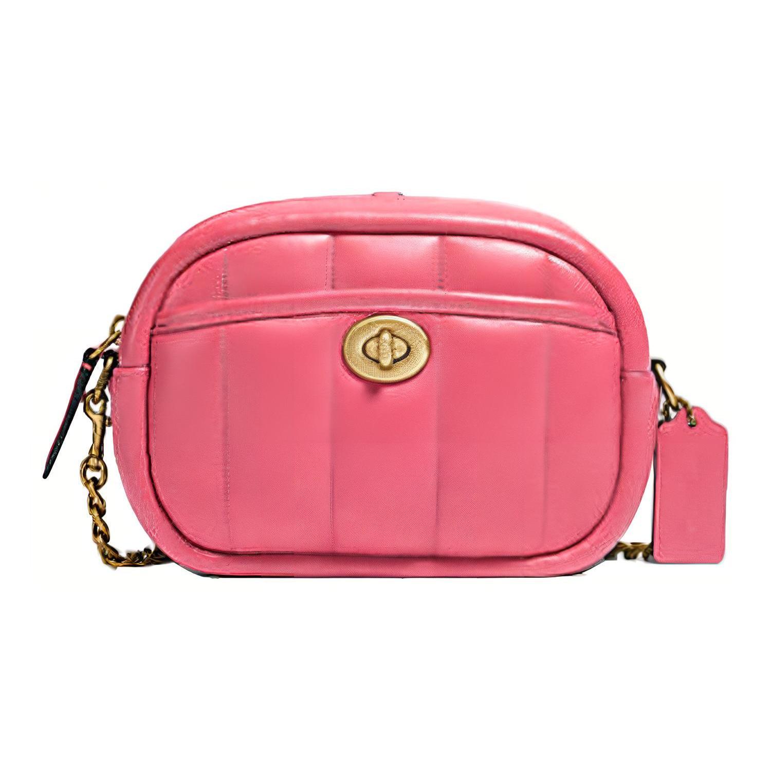 

Новая маленькая квадратная сумка-камера COACH из кожи, сумка на плечо, сумка кроссбоди, маленький размер, женская, розовая C4814-B4WM3 19.6*6.4*14.7CM