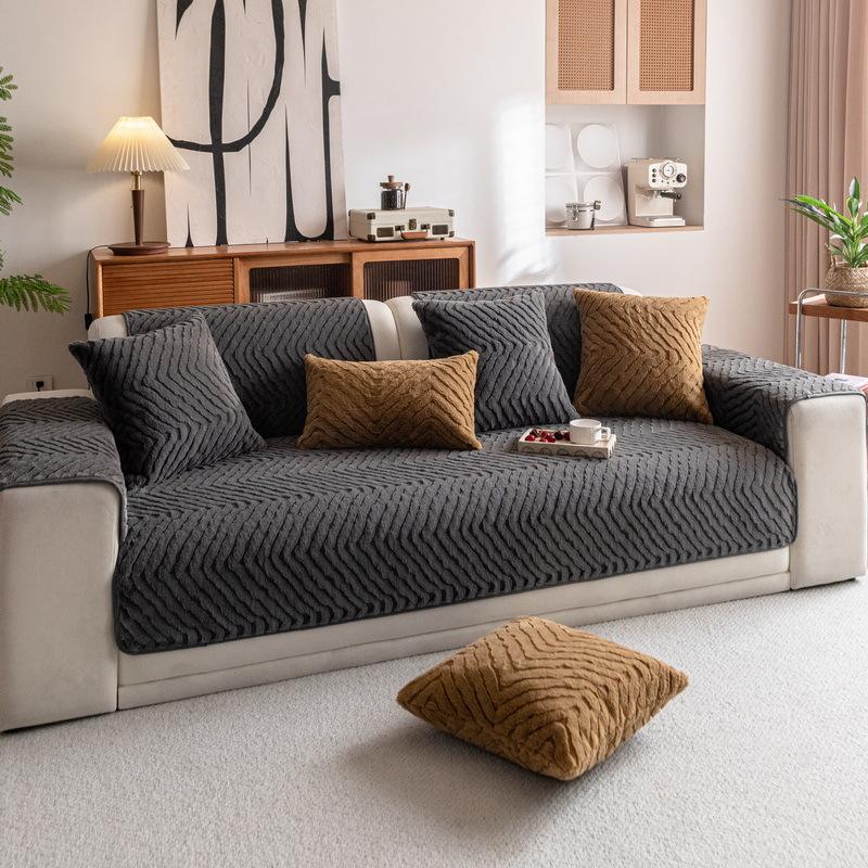 

Winter Plush Sofa Cushion Nordic Simple Teddy Fleece Sofa Cover All-Inclusive Universal Cover Non-Slip Thickened High-End Towel 70*70cm