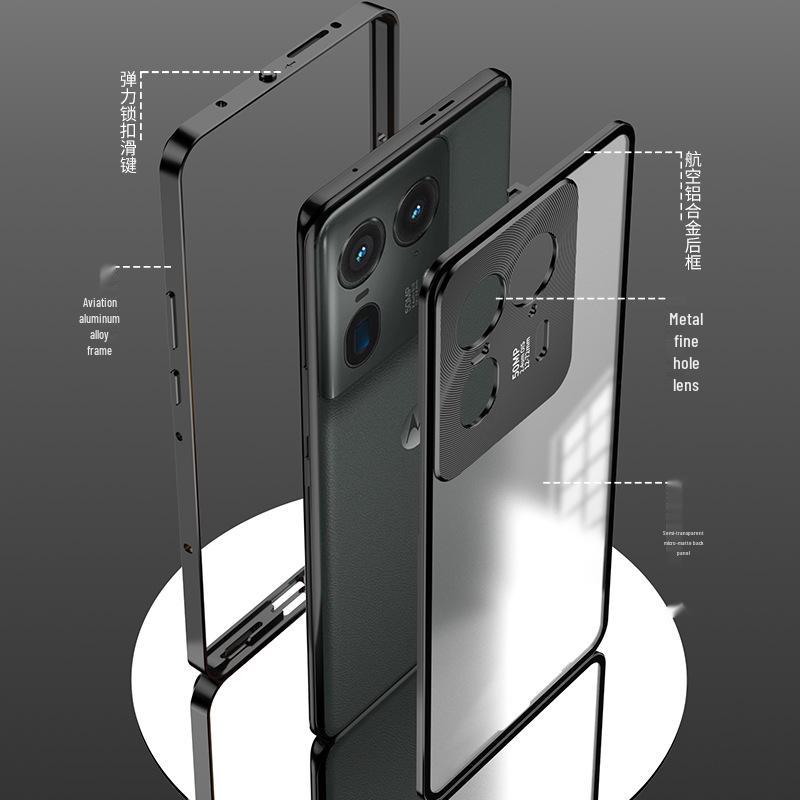 Motorola X40/X50Ultra Aluminum Alloy Snap Button Phone Case