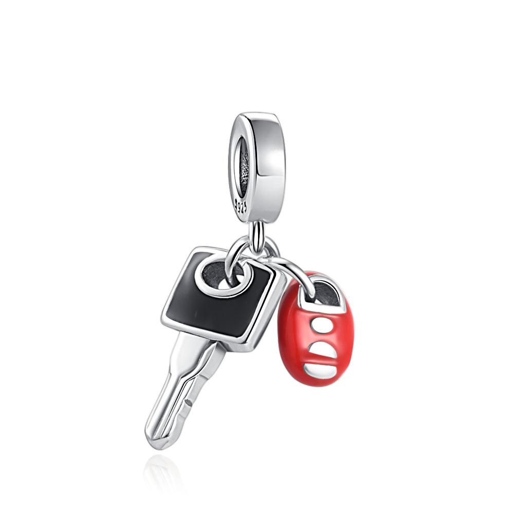 Europa Neuer Kupfer Auto Motor Charm Biene Stern Schlüssel Anhänger Perle Passend für Damen Original Armband Schmuck Für Geschenk