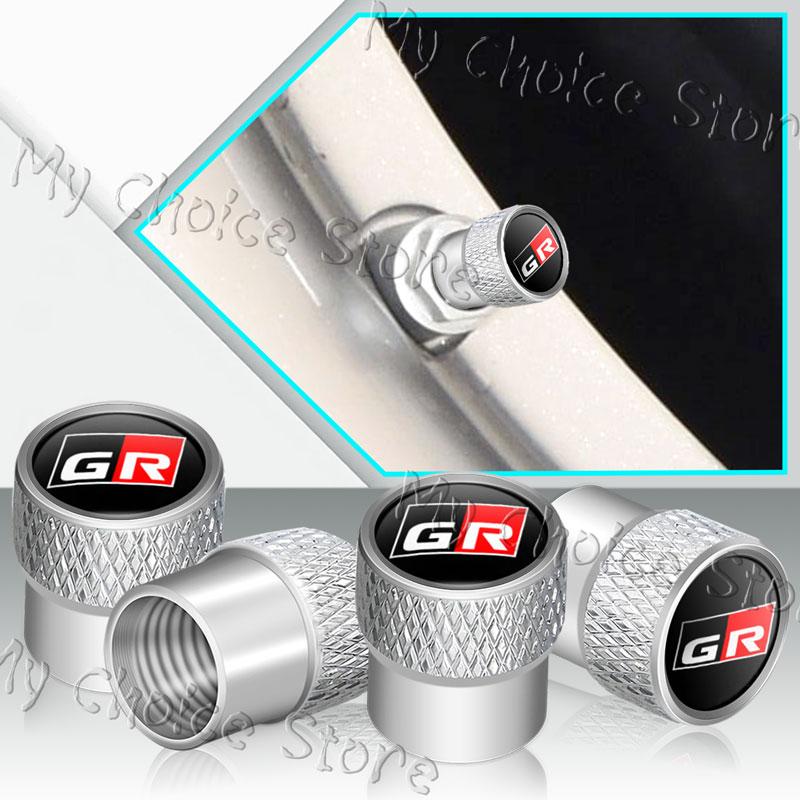4Pcs/Set GR Sport Logo Car Styling Wheel Tire Valve Air Caps Stem Dustproof Cover For Toyota GR Gazoo Racing Sport Prius Camry