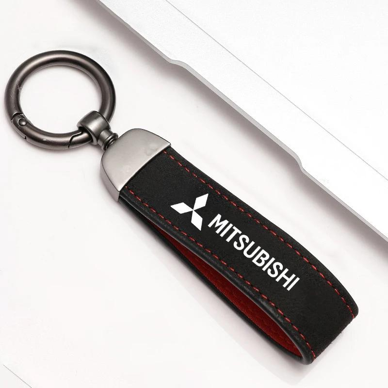 

Luxury Women Men Key Chain Suede Car Keychain Keyrings With Logo Keychain For Mitsubishi Asx Lancer Outlander Pajero Ralliart чорний