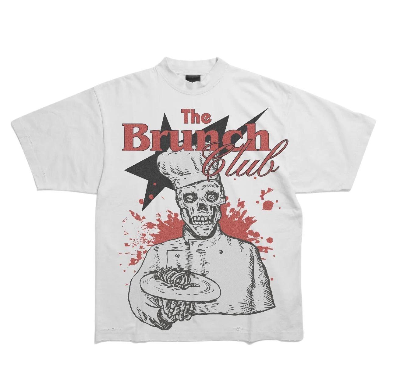 New The Brunch Club Skull Chef Graphic Print Short Sleeve Unisex S-5XL T-Shirt S