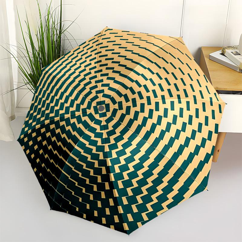 

1pc Basket Weave Pattern Automatic Folding Umbrella - Portable Collapsible Design, 8-Rib Iron Frame, Durable Fabric yy251125188