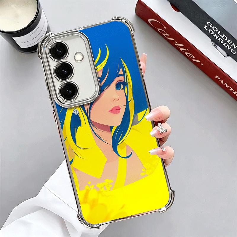 Blue Yellow Ukrainian Girl Plating Phone Case For Samsung A17 A07 A37 A57 A16 A56 A15 A55 A14 A54 A13 A53 A26 A36 A25 A35 A24 A3