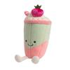 Matcha Bubble Boba Tea Pink Latte Plush Drink Stuffed Smiling Face Plushie Home Decoration Gift