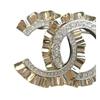 CHANEL double C large logo metal rhinestone brooch women's style